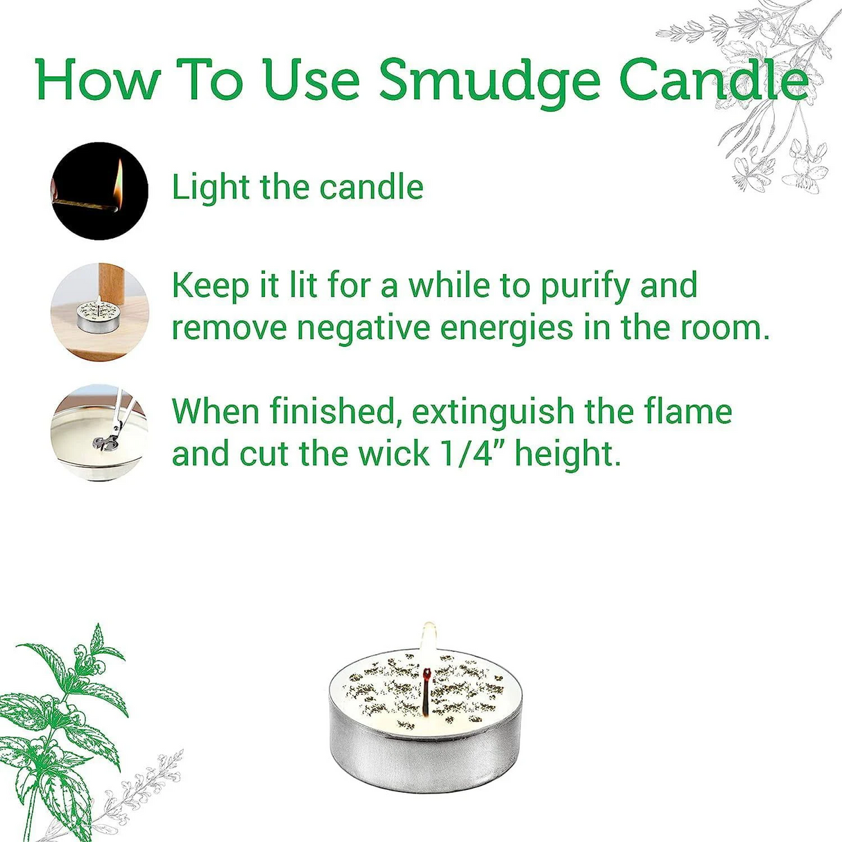 White Sage and Lavender Soul Sticks Little Smudgies Tealight Candles | Calming and Mood Boosting | Reiki Charged