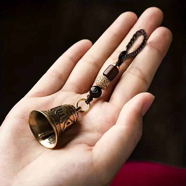 Small Metal Mantra Bell Keychain